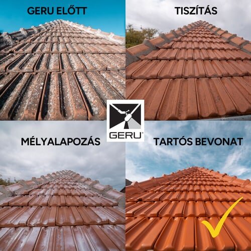 GERULAN® 21 tetőbevonat munkafolyamat – előtte, tisztítás, alapozás, tartós bevonat